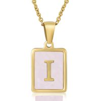 Fashion Letter Stainless Steel Plating Inlay Shell Pendant Necklace 1 Piece sku image 9