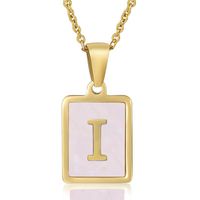 Fashion Letter Stainless Steel Plating Inlay Shell Pendant Necklace 1 Piece sku image 35