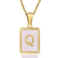 Fashion Letter Stainless Steel Plating Inlay Shell Pendant Necklace 1 Piece sku image 17