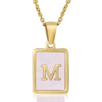 Fashion Letter Stainless Steel Plating Inlay Shell Pendant Necklace 1 Piece sku image 13