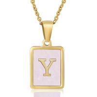 Fashion Letter Stainless Steel Plating Inlay Shell Pendant Necklace 1 Piece sku image 25