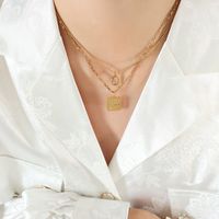 Double Layered Wear English Letter O Pendant Necklace sku image 4