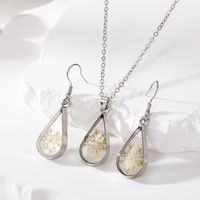 Simple Style Water Droplets Flower Resin Enamel Women's Earrings Necklace main image 3