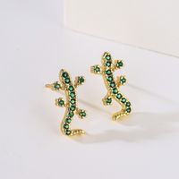 Fashion Bee Lizard Butterfly Copper Gold Plated Zircon Ear Studs 1 Pair main image 2