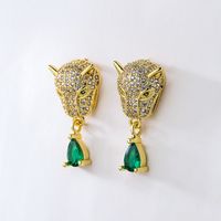 Fashion Bee Lizard Butterfly Copper Gold Plated Zircon Ear Studs 1 Pair main image 5