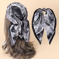 Women's Fashion Oil Painting Satin Printing Silk Scarves sku image 5