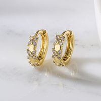 Fashion Geometric Butterfly Copper Gold Plated Zircon Hoop Earrings 1 Pair main image 1