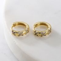 Fashion Geometric Butterfly Copper Gold Plated Zircon Hoop Earrings 1 Pair main image 3