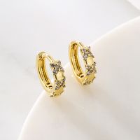 Fashion Geometric Butterfly Copper Gold Plated Zircon Hoop Earrings 1 Pair main image 4