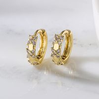Fashion Geometric Butterfly Copper Gold Plated Zircon Hoop Earrings 1 Pair sku image 1
