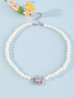 Princess Heart Shape Plastic Metal Beaded Inlay Rhinestones Girl's Necklace 1 Piece main image 4