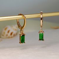 Fashion Rectangle Copper Inlay Zircon Drop Earrings 1 Pair main image 2