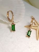 Fashion Rectangle Copper Inlay Zircon Drop Earrings 1 Pair main image 5