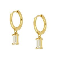 Fashion Rectangle Copper Inlay Zircon Drop Earrings 1 Pair sku image 1