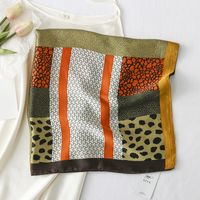 Women's Sweet Multicolor Satin Printing Silk Scarves sku image 7