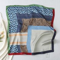 Women's Sweet Multicolor Satin Printing Silk Scarves sku image 9