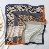 Women's Sweet Multicolor Satin Printing Silk Scarves sku image 10