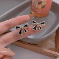 Sweet Star Flower Bow Knot Alloy Inlay Artificial Pearls Rhinestones Women's Earrings 1 Pair sku image 16
