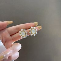 Sweet Star Flower Bow Knot Alloy Inlay Artificial Pearls Rhinestones Women's Earrings 1 Pair sku image 17