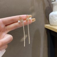 Sweet Star Flower Bow Knot Alloy Inlay Artificial Pearls Rhinestones Women's Earrings 1 Pair sku image 18