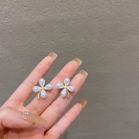 Sweet Star Flower Bow Knot Alloy Inlay Artificial Pearls Rhinestones Women's Earrings 1 Pair sku image 11