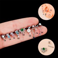 Fashion Flower Metal Plating Inlay Zircon Ear Studs 1 Piece sku image 7