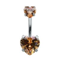 Fashion Heart Shape Stainless Steel Inlaid Zircon Belly Ring 1 Piece sku image 3