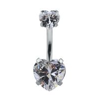 Fashion Heart Shape Stainless Steel Inlaid Zircon Belly Ring 1 Piece sku image 2