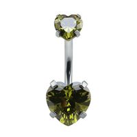 Fashion Heart Shape Stainless Steel Inlaid Zircon Belly Ring 1 Piece sku image 7