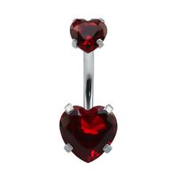 Fashion Heart Shape Stainless Steel Inlaid Zircon Belly Ring 1 Piece sku image 5
