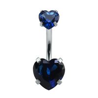 Fashion Heart Shape Stainless Steel Inlaid Zircon Belly Ring 1 Piece sku image 6