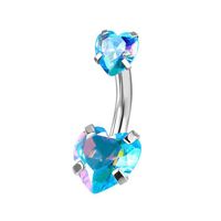 Fashion Heart Shape Stainless Steel Inlaid Zircon Belly Ring 1 Piece sku image 9