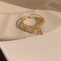 Fashion Heart Shape Copper Plating Inlay Zircon Rings 1 Piece sku image 26