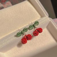 Sweet Heart Shape Flower Alloy Rhinestones Women's Drop Earrings 1 Pair sku image 12