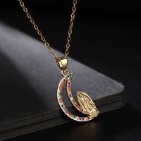 Fashion Portrait Copper Inlay Zircon Pendant Necklace 1 Piece sku image 16