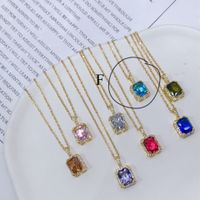 Simple Style Square Copper Inlay Zircon Pendant Necklace 1 Piece sku image 5