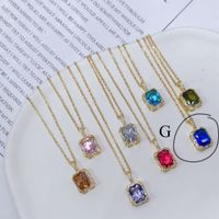 Simple Style Square Copper Inlay Zircon Pendant Necklace 1 Piece sku image 6