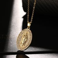 Fashion Portrait Copper Inlay Zircon Pendant Necklace 1 Piece sku image 33