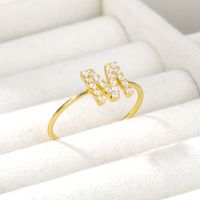 Simple Style Letter Stainless Steel Inlay Zircon Rings 1 Piece main image 5