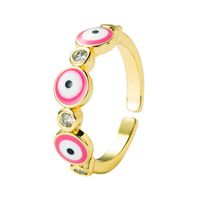 Fashion Eye Copper Enamel Zircon Open Ring main image 3
