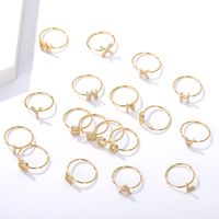 Simple Style Letter Stainless Steel Inlay Zircon Rings 1 Piece main image 3