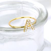 Simple Style Letter Stainless Steel Inlay Zircon Rings 1 Piece main image 4