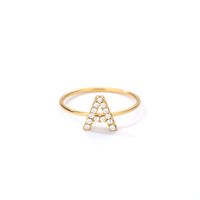 Simple Style Letter Stainless Steel Inlay Zircon Rings 1 Piece main image 6