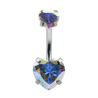 Fashion Heart Shape Stainless Steel Inlaid Zircon Belly Ring 1 Piece sku image 10