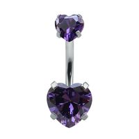 Fashion Heart Shape Stainless Steel Inlaid Zircon Belly Ring 1 Piece sku image 1