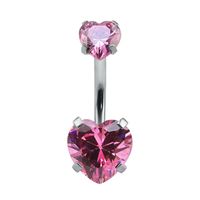Fashion Heart Shape Stainless Steel Inlaid Zircon Belly Ring 1 Piece sku image 4