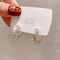 Fashion Star Heart Shape Bow Knot Copper Rhinestones Ear Studs 1 Pair sku image 3