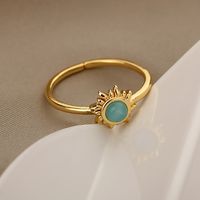 Retro Sun Brass Inlay Opal Open Ring 1 Piece main image 5