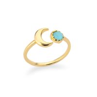 Retro Sun Brass Inlay Opal Open Ring 1 Piece sku image 4