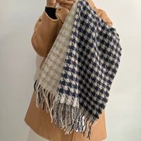 Women's Retro Plaid Imitation Cashmere Tassel Winter Scarves main image 3